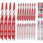 20-Piece Ultimate Reciprocating Saw Blade Set, Premium 6 & 8 Inch Wood and Metal Cutting Blades with Storage Box for Pruning, Wood, and Metal Cutting Tools