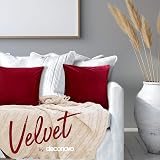 Deconovo Set of 2 Velvet Cushion Covers 30x50 cm Red Invisible Zipper view 3