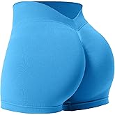 YEOREO Workout Scrunch Shorts Women V Back Gym Butt Lifting Liz High Waisted Seamless Shorts