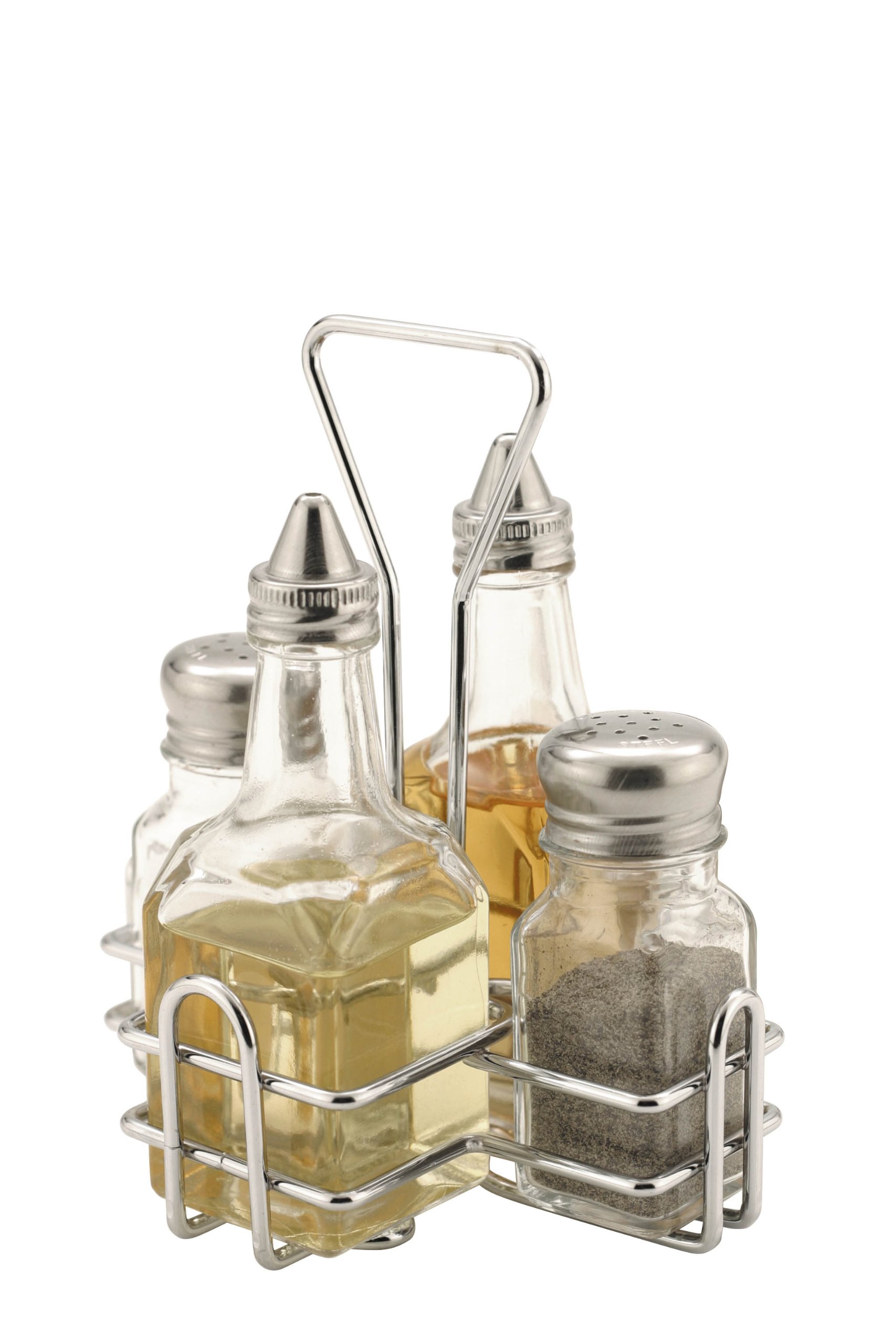 4 Piece Condiment Set - Salt, Pepper, Oil & Vinegar
