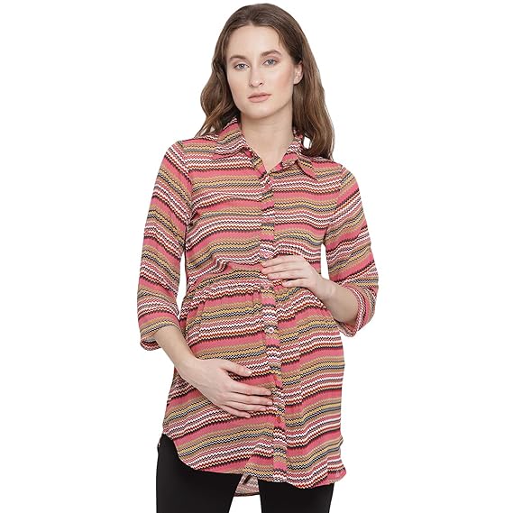 Women's Georgette Maternity Top in Pink