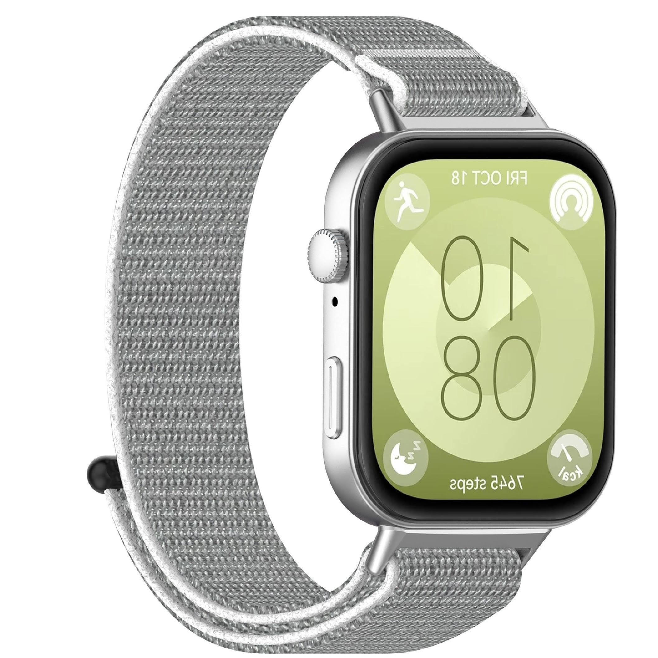 GIOPUEY Strap Compatible with Huawei Watch Fit 3, Flexible Nylon Braided Strap, Strap Replacement [Unisex] - grey