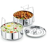 Stackable Stainless Steel Insert Pans - Inserts for Instant Pot - Pan for Instapot - Accessories for Instant Pot- FITS 6 QT and Above - Single Size - Pressure Cooker Steamer Pan Accessories