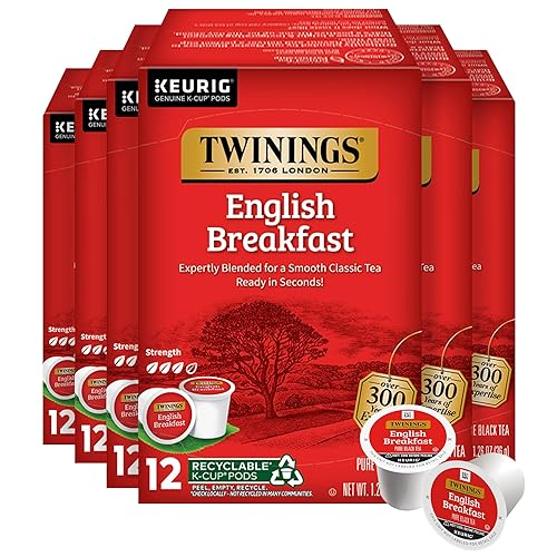 Twinings English Breakfast Black Tea 72 K-Cup Pods for Keurig, 12 Count (Pack of 6) Smooth, Flavourful, Robust, Caffeinated, Enjoy Hot or Iced
