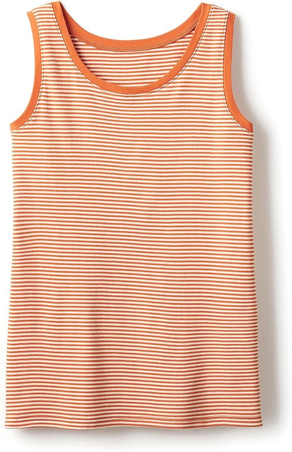 Amazon ベルメゾン ふんわりやわらかスーピマコットン１００ タンクトップ レディース ダークオレンジ系ボーダー インナーシャツ 通販