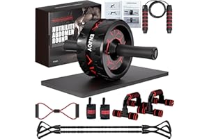 Readaeer Ab Roller Wheel, Ab Exercise Wheels Kit with Ab Roller, Resistance Bands, Knee Mat, Jump Rope, Push-Up Bar