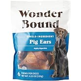 Amazon Brand &ndash; Wonder Bound Whole Pig Ears Dog Treats, Pork, 6 ounce, 6 Count (Pack of 1)