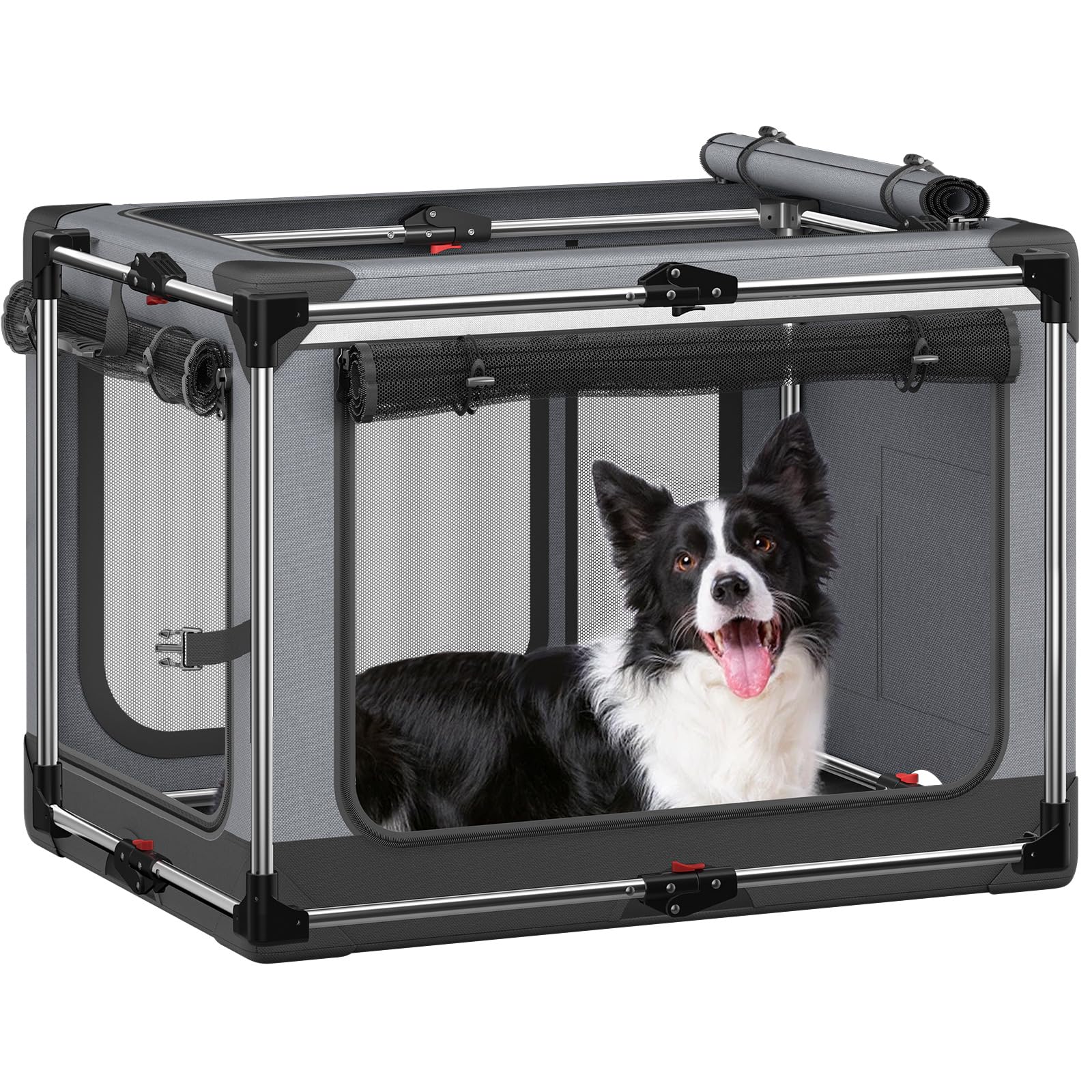 View of Collapsible Dog Crate: 38 Inch Foldable Soft Sided Dog Crate for Large ...