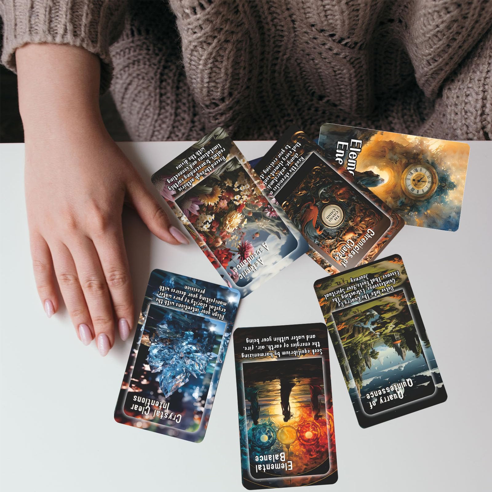 ZHQGYN Elemental Energy Oracle Cards: Harness The Power of Nature for Spiritual Guidance, Oracle Tarot Cards Readings for Beginners, clearing Life and karmic influences