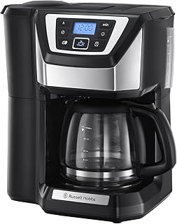 Russell Hobbs Kaffeemaschine mit Mahlwerk Victory (1,5l Glaskanne, 12 Tassen, digitaler programmierbarer Timer, Mahlgradeinstellung, Kaffeeautomat für Kaffeebohnen, Filterkaffeemaschine 22000-56
