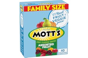 Mott's Fruit Flavored Snacks, Assorted Fruit, Halloween Candy Alternative, Pouches, 0.8 oz, 40 ct