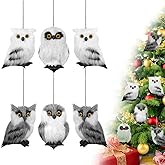 6 Pieces Plush Christmas Ornaments - Woodland Faux Fur Owl Assorted Cute Small Decor - Furry Decorative Hanging Ornaments for Home Tree Party Decoration (Cute Style)