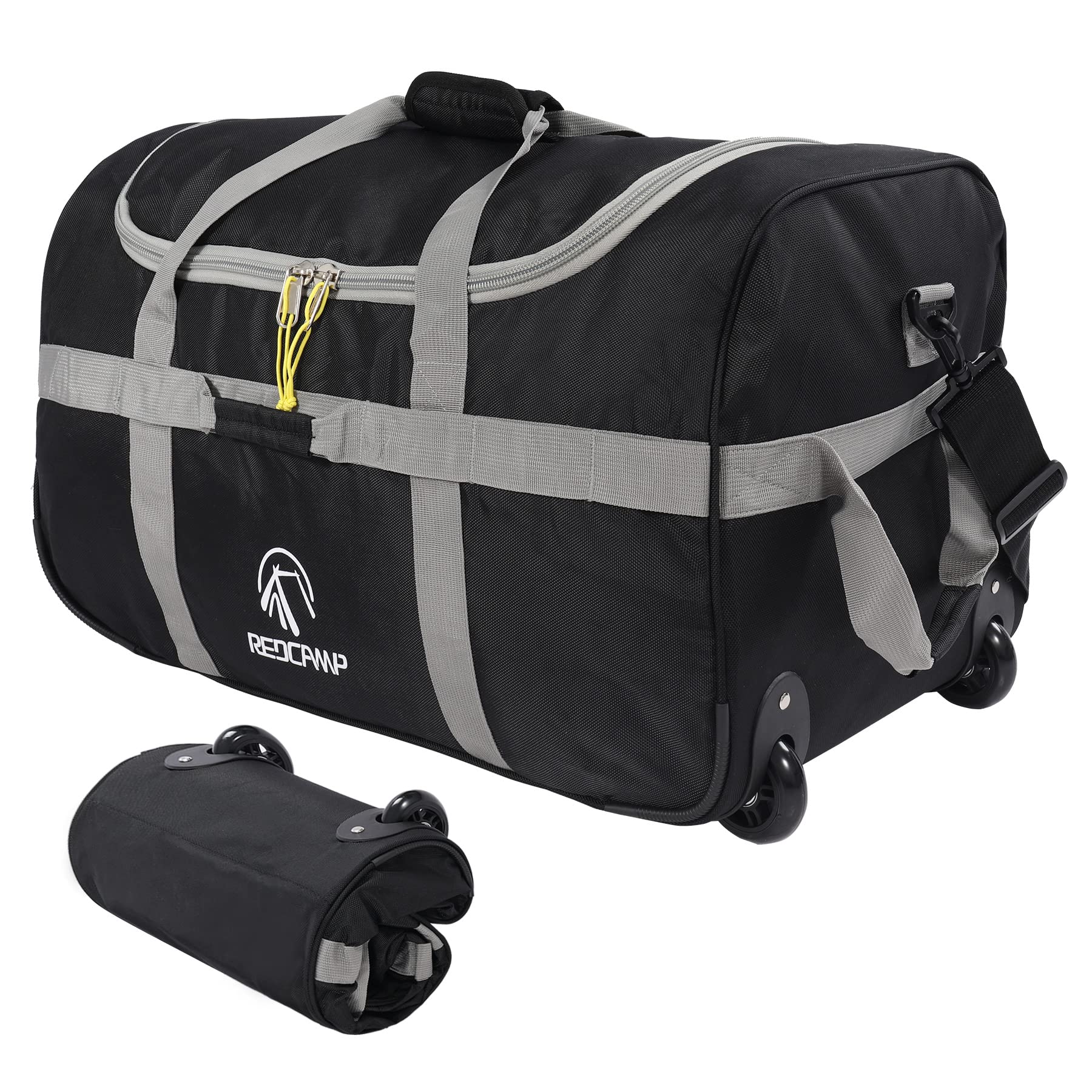 Photo 1 of REDCAMP 85L/120L/140L Foldable Duffle Bag with Wheels, Large Travel Duffel Bag, 85l Grey (Small)