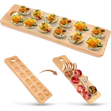 Plateau à œufs Deviled En Bois - Présentation élégante - Portable Pour Pique-nique, Camping