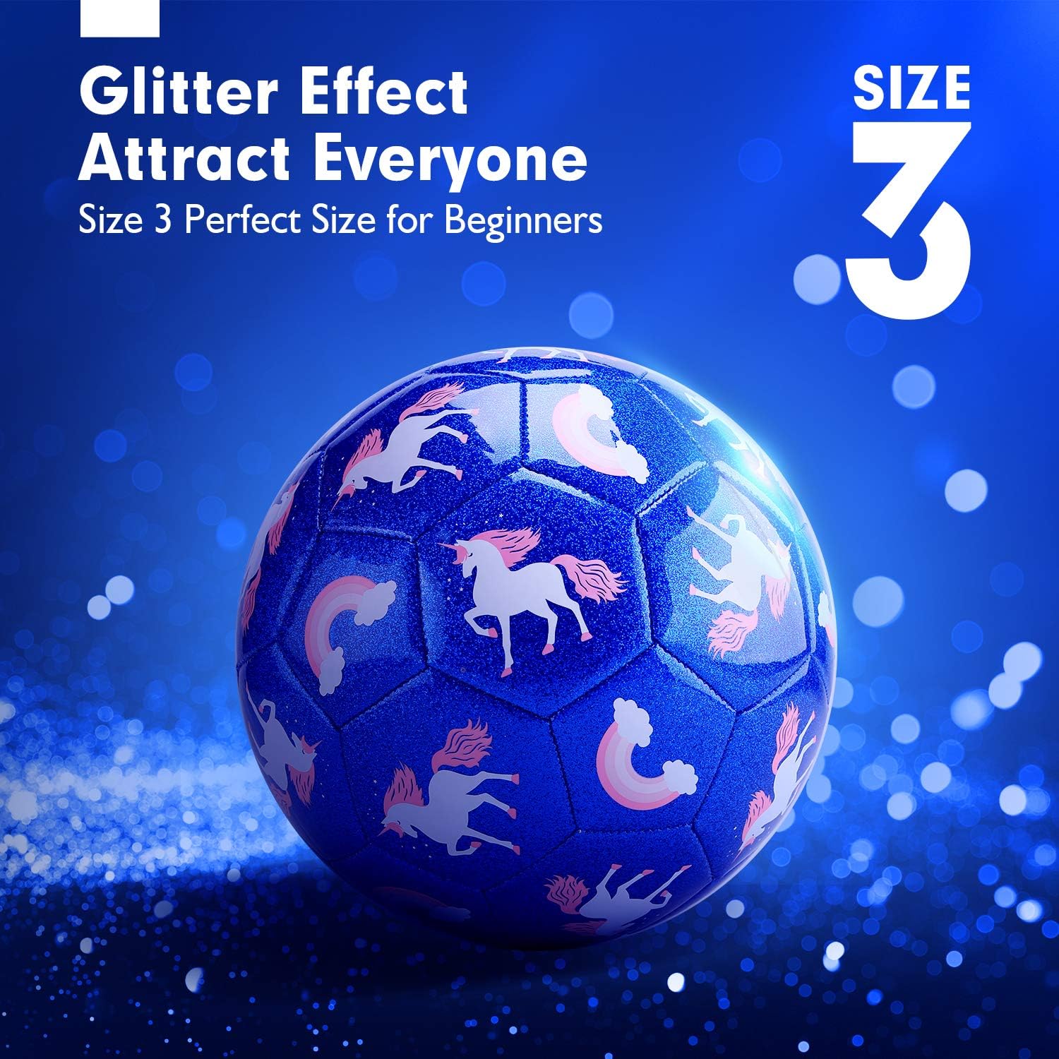 Hahaland Kids Soccer Ball Size 3 Glitter Effect with Pump, Kids Outdoor Toys Toddler Toys Age 2-4, Toddler Girl Toys for 3 Year Old Girls Gifts Toys for 4 Year Old Girls Toys for 5 Year Old Girls Boys: Sports & Outdoors
