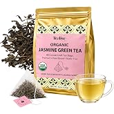 Organic Jasmine Green whole Leaf Pyramid Tea Bags &ndash; USDA Organic, Plant-Based &amp; Plastic-Free Tea Bags, Smooth Floral Green Tea, 60 Count by Tealise