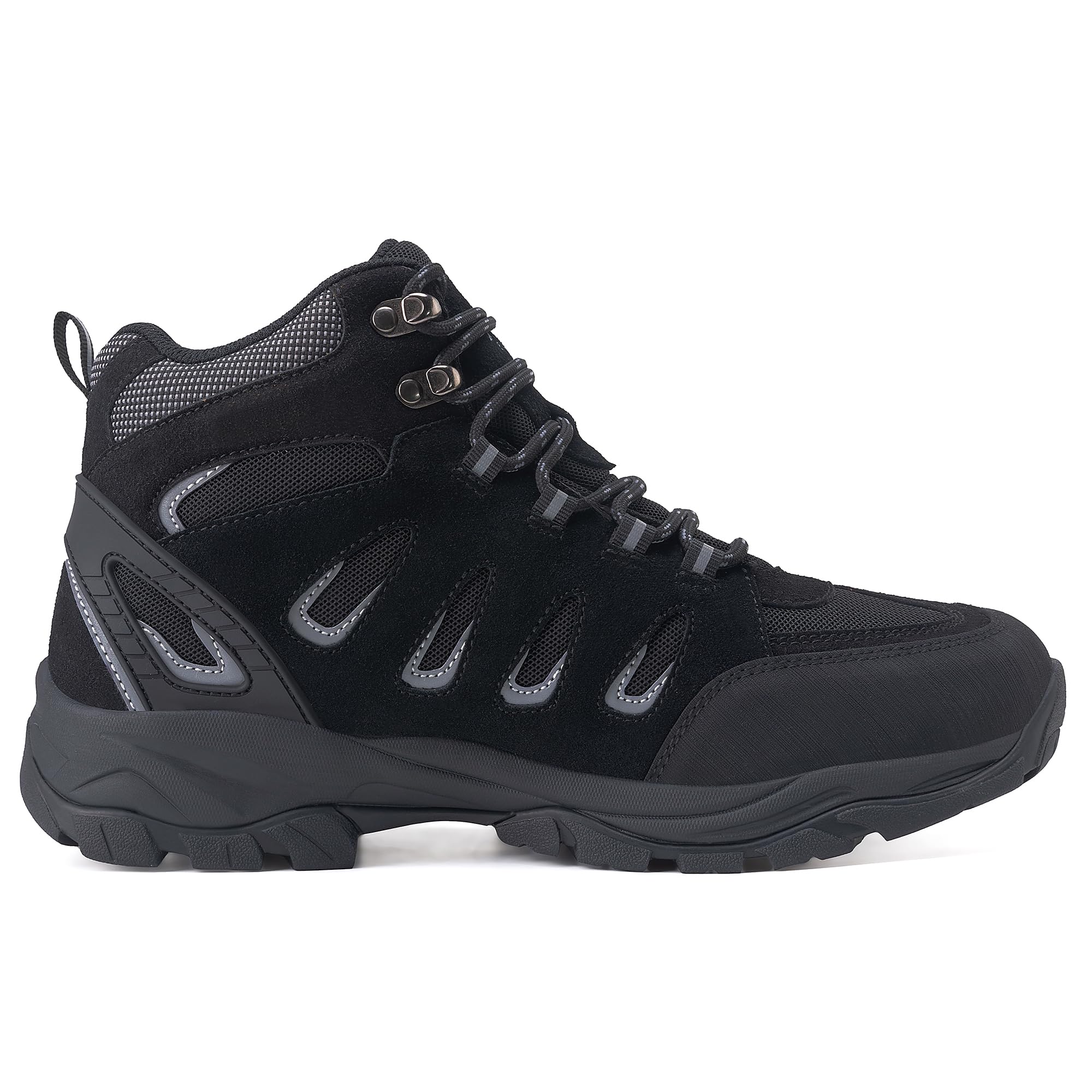 EARLDE Herren Wasserdichte Wanderschuhe Knöchelhohe Leicht Trekkingschuhe | Rutschfest Wanderstiefel hiking walking schuhe Langlebig Stiefel Outdoorschuhe für wandern trekking und trails Schwarz 43 EU 2