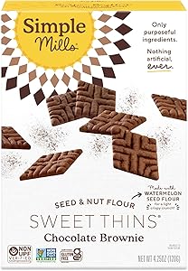 Simple Mills Chocolate Brownie Seed & Nut Flour Sweet Thins, Paleo Friendly & Delicious Sweet Thin Cookies, Good for Snacks, 
