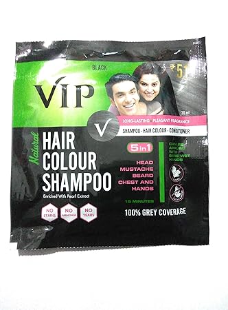 VIP Hair Color Shampoo 20ml Black (Pack of 5)