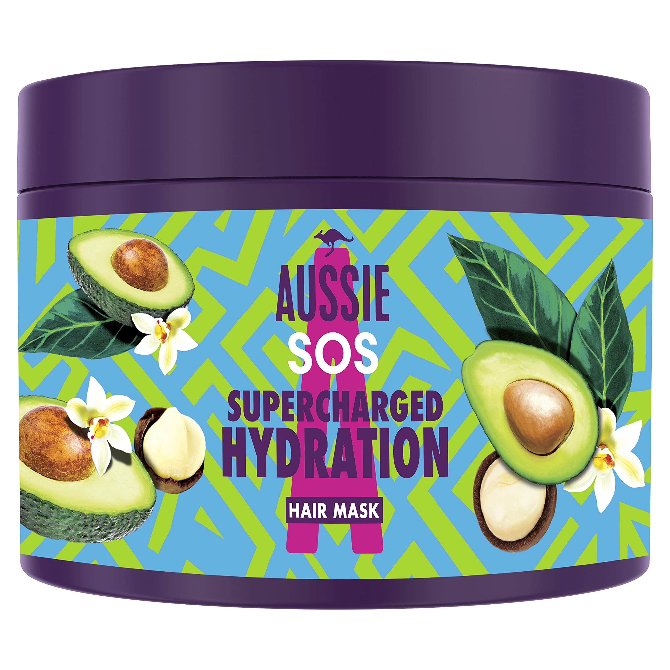 Aussie, Sos Hair Mask Natural Origin Nourishes and Moisturises with Macadamia Nut Oils for Damaged Hair Recyclable Packaging 450ml