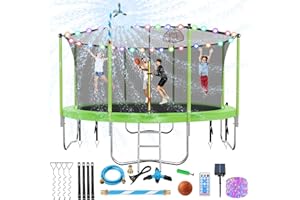 Lyromix Upgraded 16FT 15FT 14FT 12FT 10FT 8FT Trampoline Outdoor with Basketball Hoop and Net, Capacity for 4-6 Kids and Adults
