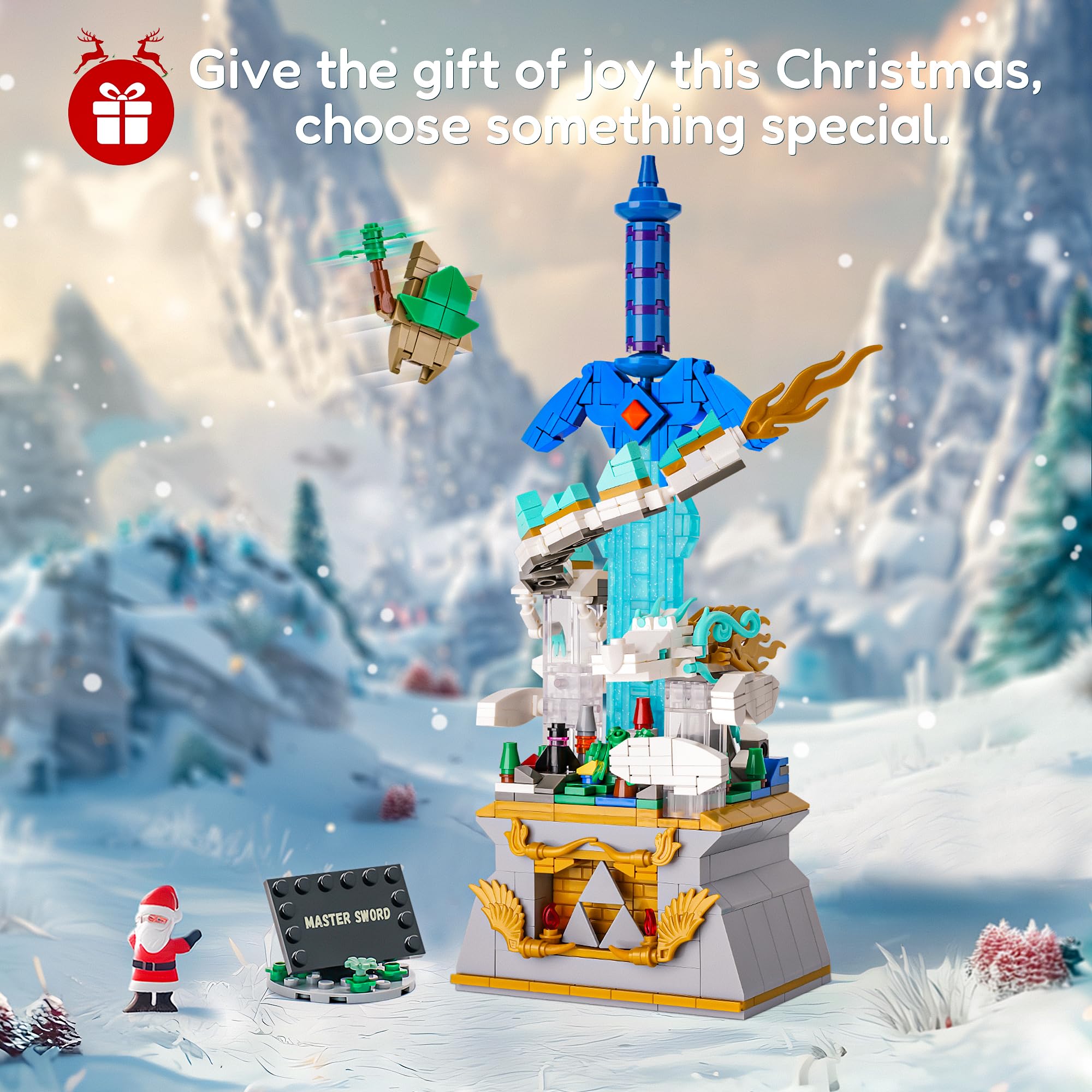 Sillbird Master Schwert Baukasten mit Drache, Hyrule Sammlung Display Modell für Spielefans, leuchtender Klemmbausteinen Meisterschwert, Ideen Geschenke für Kinder ab 8 Jahren (677 Stück) 3