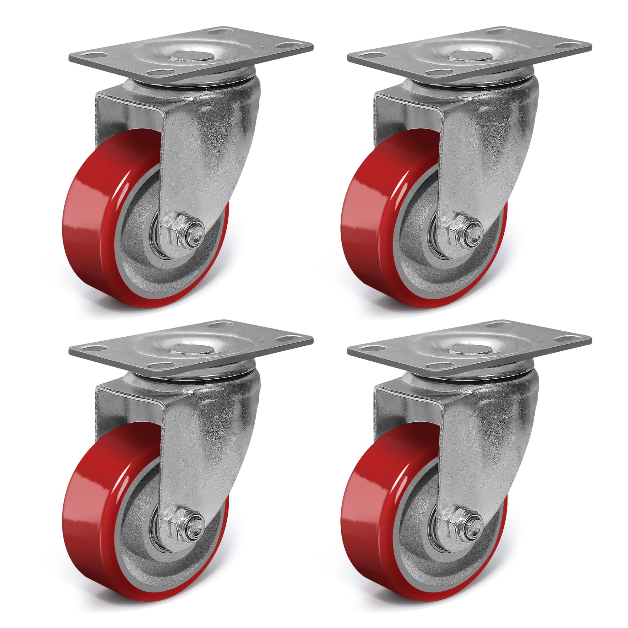 Photo 1 of 3 Inch Heavy Duty Casters, Swivel Caster Wheels, Polyurethane on Steel Wheel- Casters Set of 4 with 1400 lb Capacity, Caster Wheels for Furniture Workbench Cart (4 Swivel)