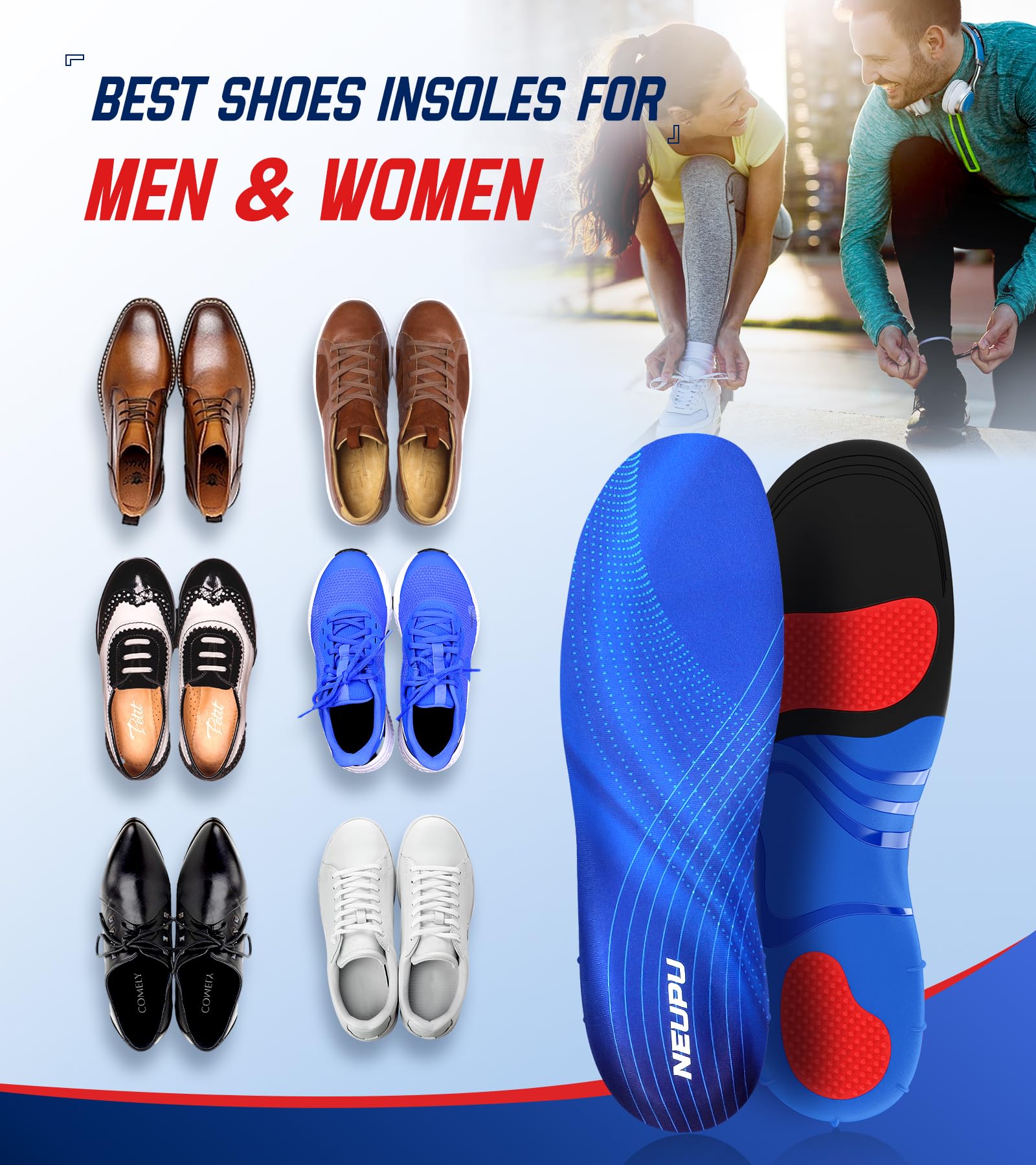 240+lbs Heavy Duty High Arch Support Orthotic Insoles for Plantar Fasciitis Pain Relief - For Men, Women, Work Boots, Shoes