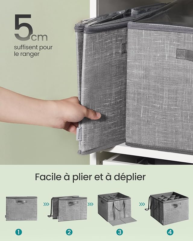 Organisateur de Chaussures, jusqu'à 16 Paires, Boîte de Rangement pour Chaussures, Poignées, Couvercle Transparent, pour Chambre, Entrée, Armoire, Gris Jonc LSP601G01