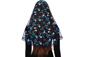Mantveil Catholic Church Veils for Women: Traditional Lace Mantilla Chapel Veil Latin Mass Head Coverings with Clip