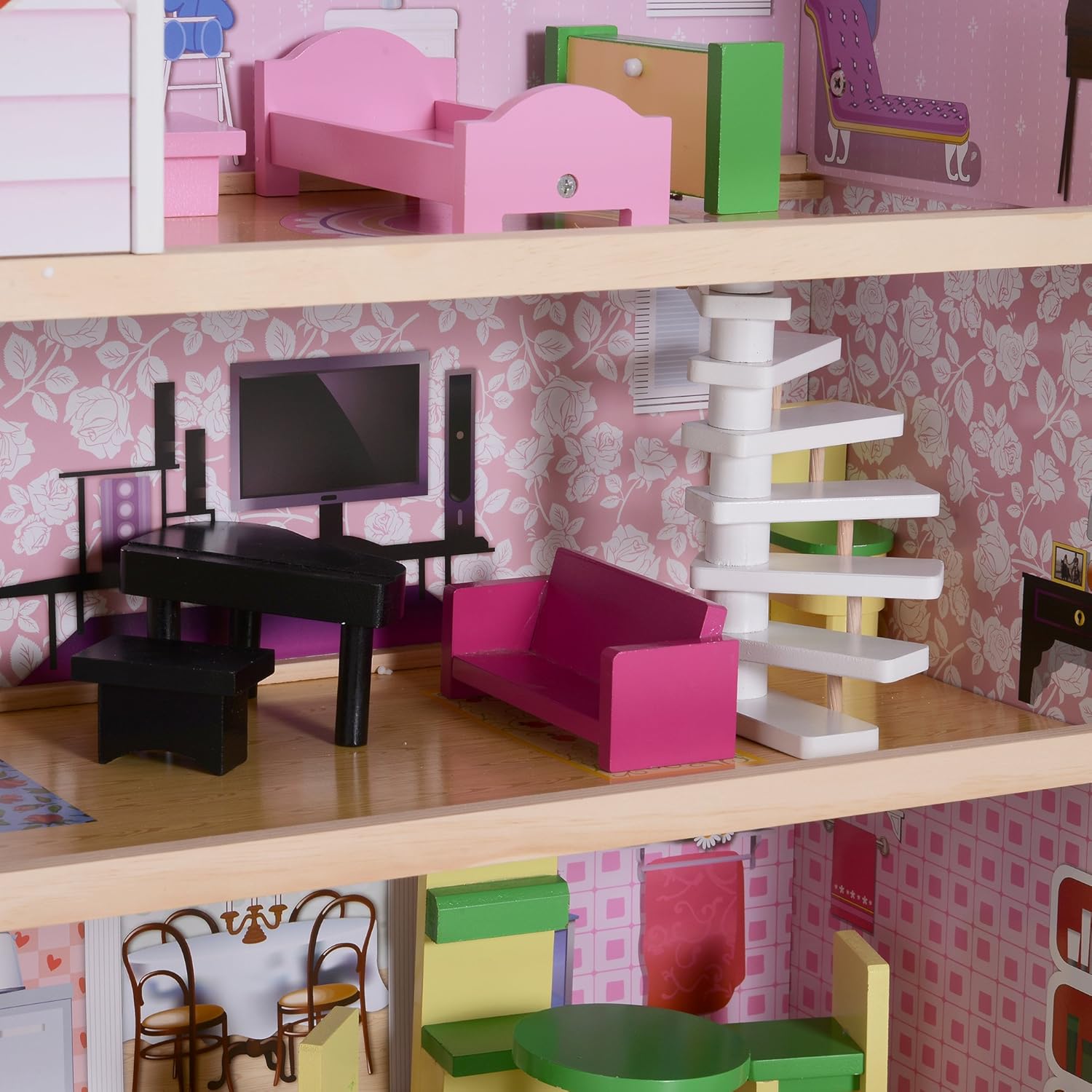 Homcom Casa De Mu ntilde ecas Con 13pcs Muebles Mobiliario Casita Mu