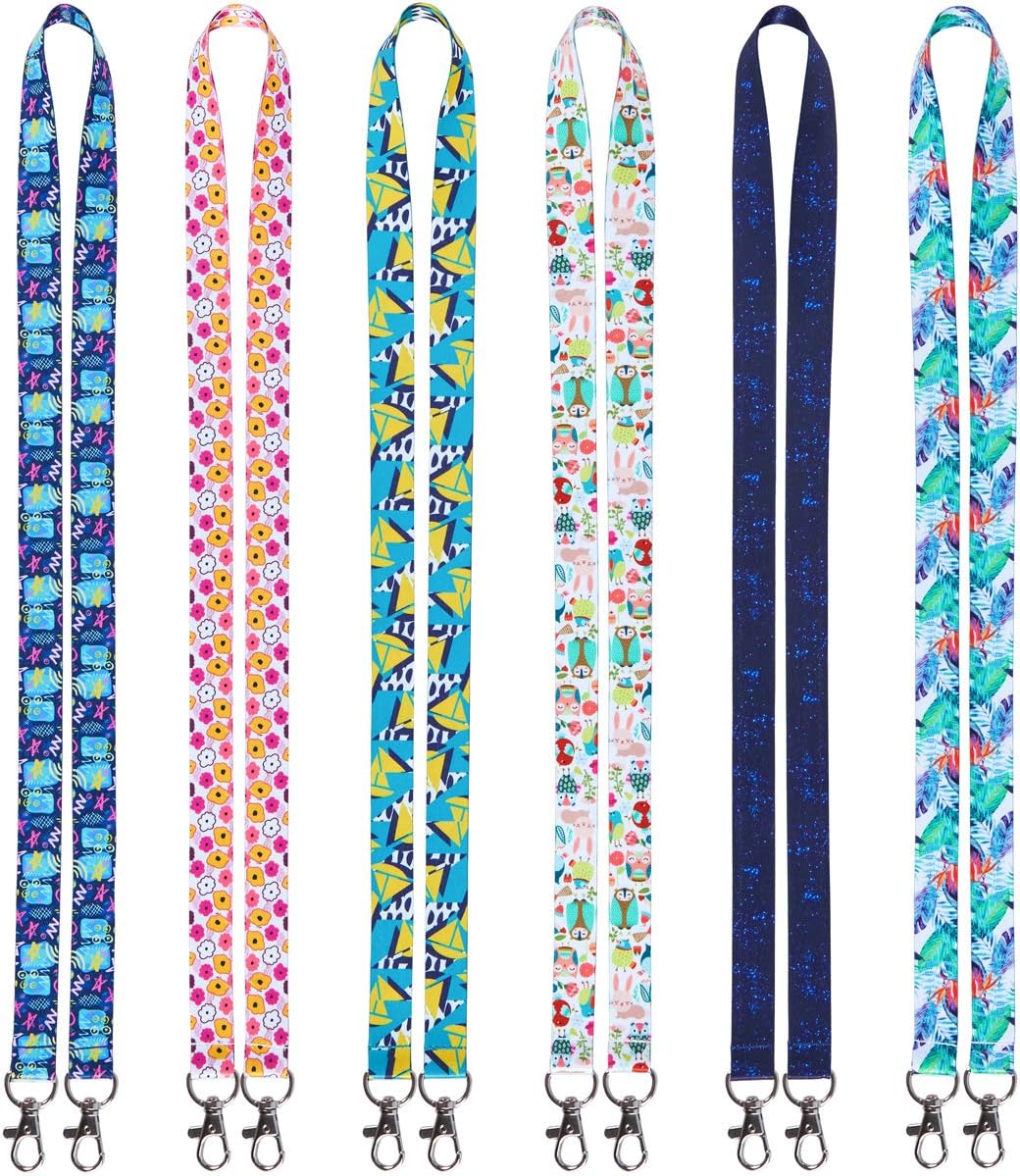 Lanyards for Kids face mask id Badges Holder 6 Pack Cute Lanyard Cartoon Owl YOUOWO Double Hook lanyards for ID Card Holder Bdges Keys Adult Keychains Neck Office Lanyard Wide0.79 inches 2cm