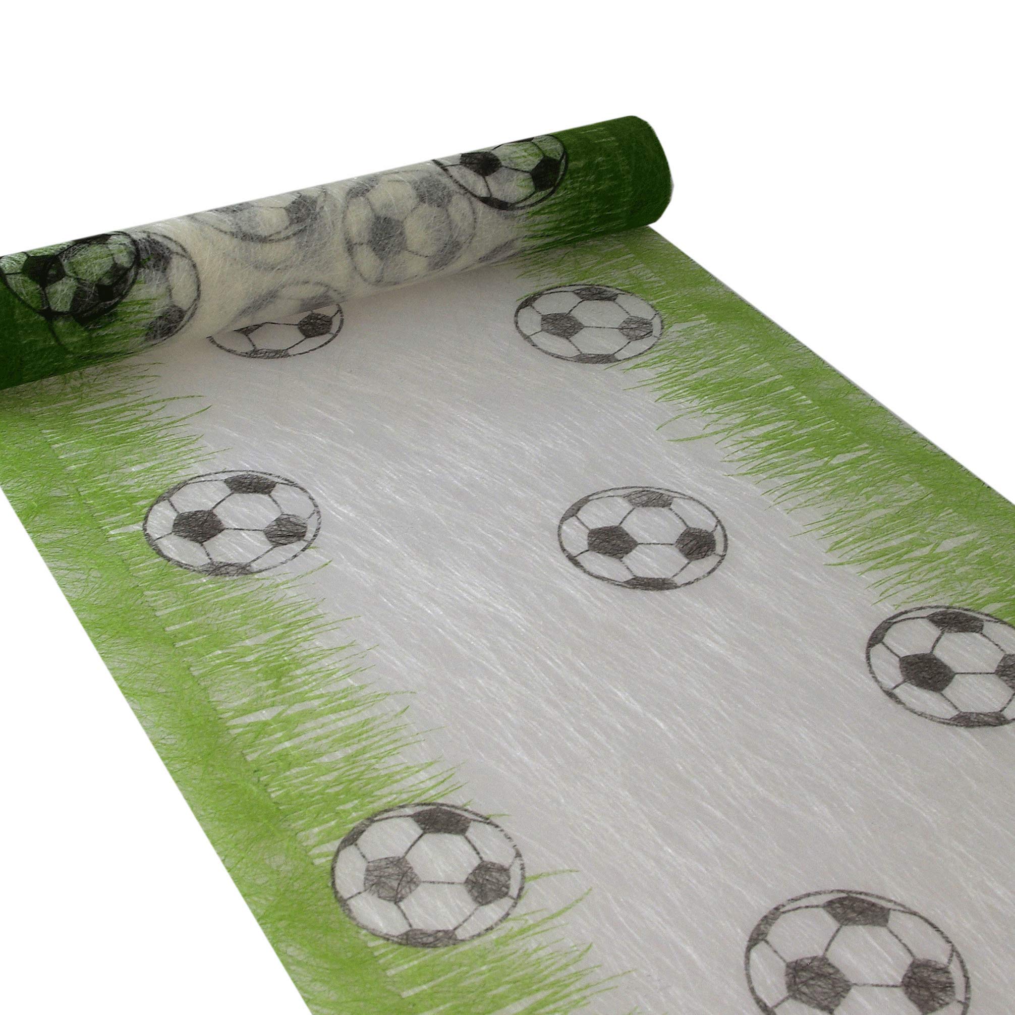 Sizoflor Football Table Runner, White/Green, 30 cm Wide, 5 Metre Roll - 76-300-5