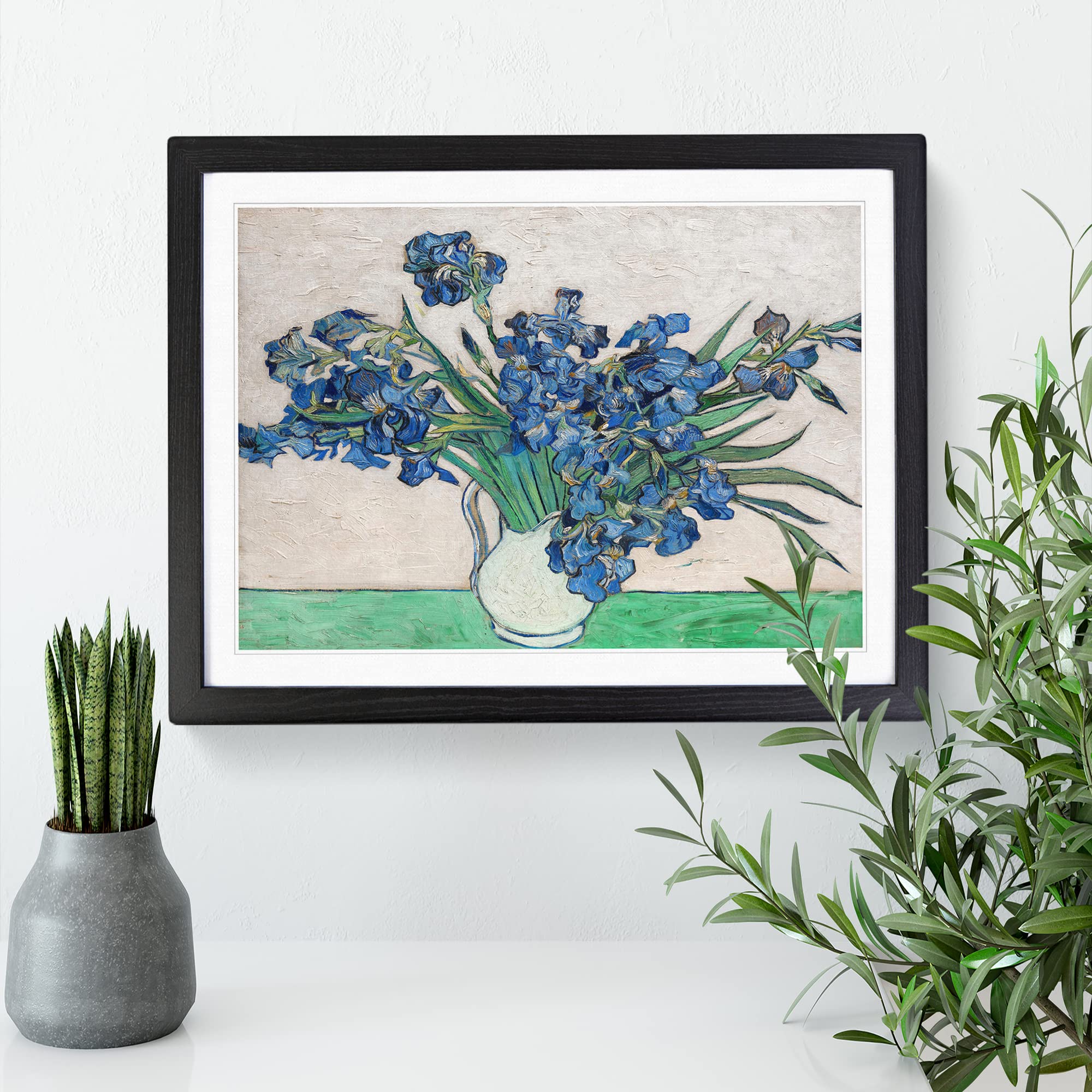 Vincent Van Gogh Iris Irises Flowers No.3 Classic Painting Framed Wall Art Print, Ready to Hang Picture for Living Room Bedroom Home Office Décor, Black A3 (46 x 34 cm)