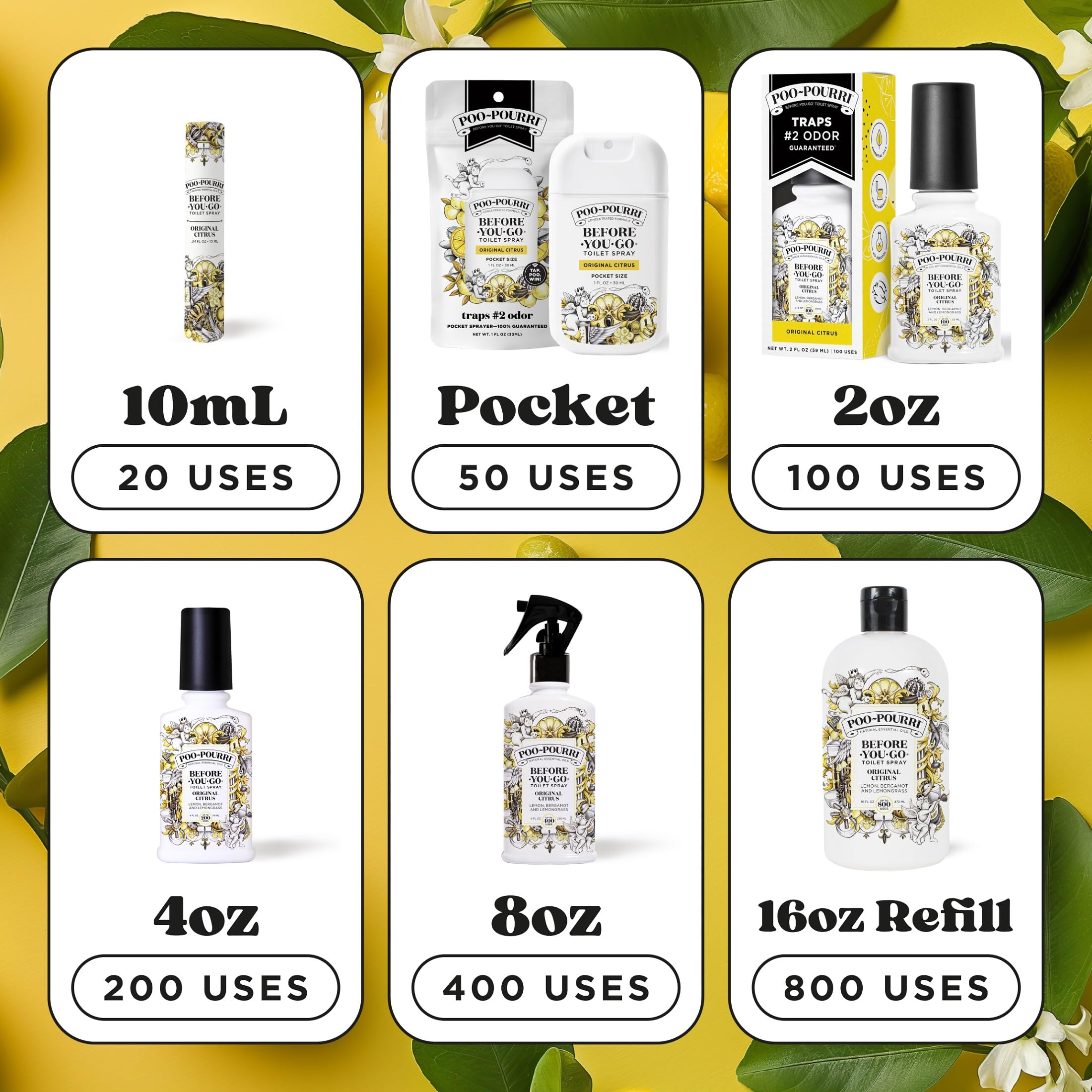 Poo-Pourri Before-You-Go Toilet Spray, Travel Essentials, .34 Fl Oz, In A Pinch Variety 3 Pack, Each Up to 20 Uses, On-The-Go Bathroom Odor Deodorizer with Essential Oils, TSA Approved Size, 3 Scents