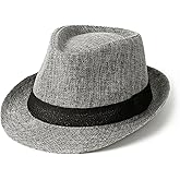 Lisianthus Fedora Hat for Men Panama Trilby Hat Short Brim Summer Sun Hat