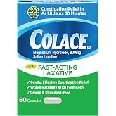 Colace Saline Laxative, Fast Acting Constipation Relief for Adults, 60 Ct | Gentle Magnesium Hydroxide Formula, Non-Stimulant Laxative, Severe Constipation Relief