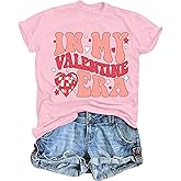 Valentines Day Shirts for Women Womens Heart Graphic T-Shirt in My Valentine Era Printed Pattern Tee Tops