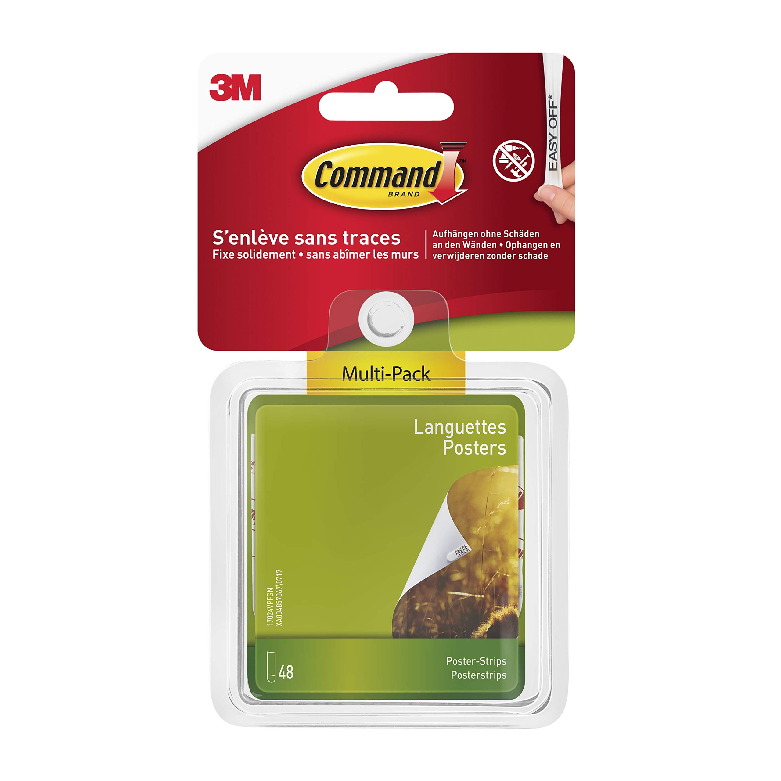 Command Poster Strips, Value Pack, 48 Adhesive Strips, White - Ideal for Hanging Posters, Schedules, Calendars or Pictures without Frames