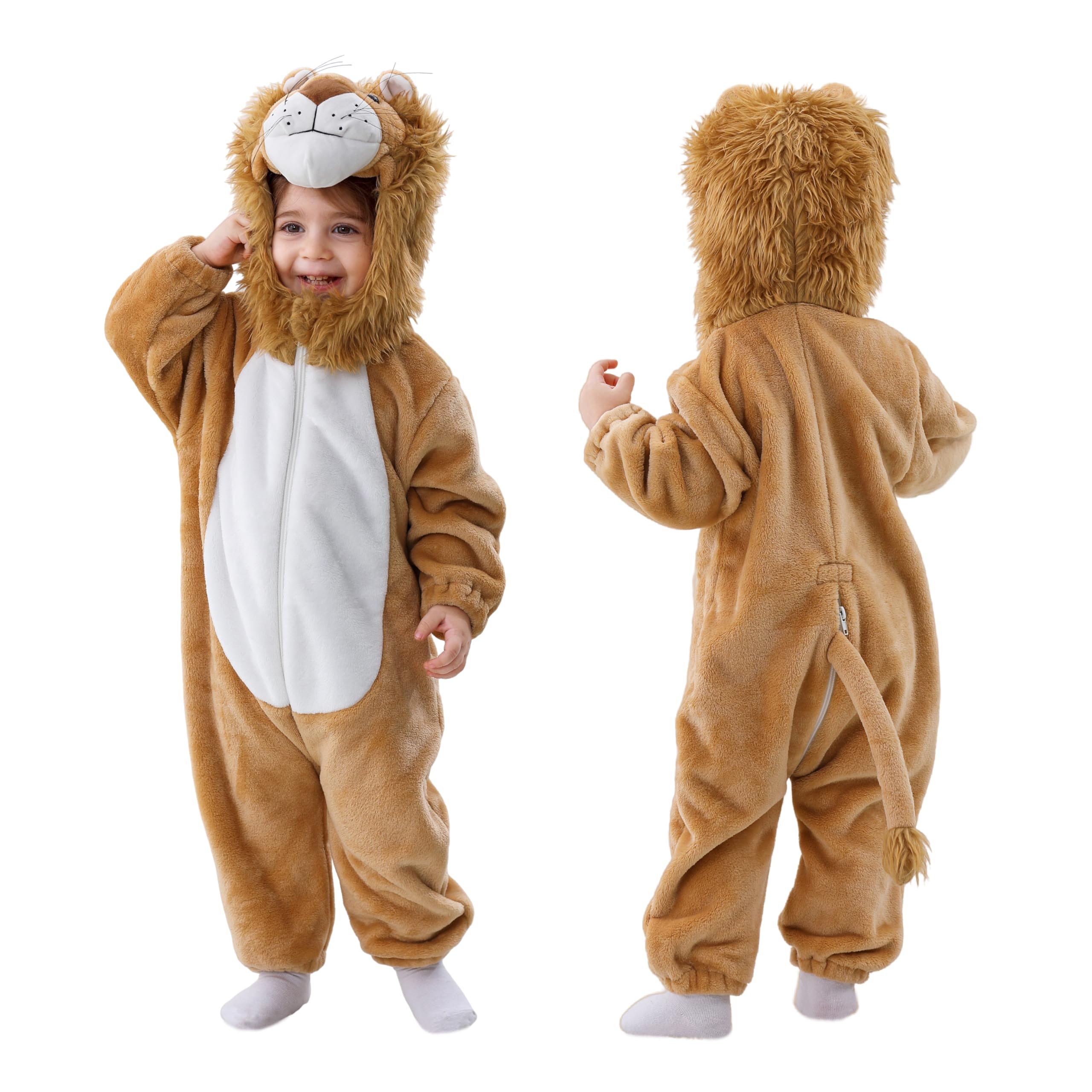 Photo 1 of TONWHAR Infants Toddlers Halloween Cosplay Lion Costume Kids' Animal Outfit Snowsuit(4T,Lion)