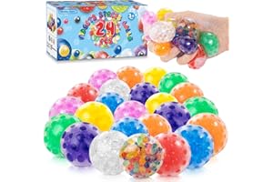 HHOBBY STARS 24 Pack Mini Stress Balls for Adults , Fidget Toy Anxiety Relief Squishy Balls to Relax, Goodie Bag for Kids Aged 3 4 5 6
