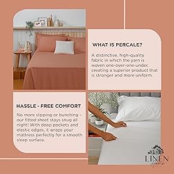 Linen Home 100% Cotton Percale Weave Fitted