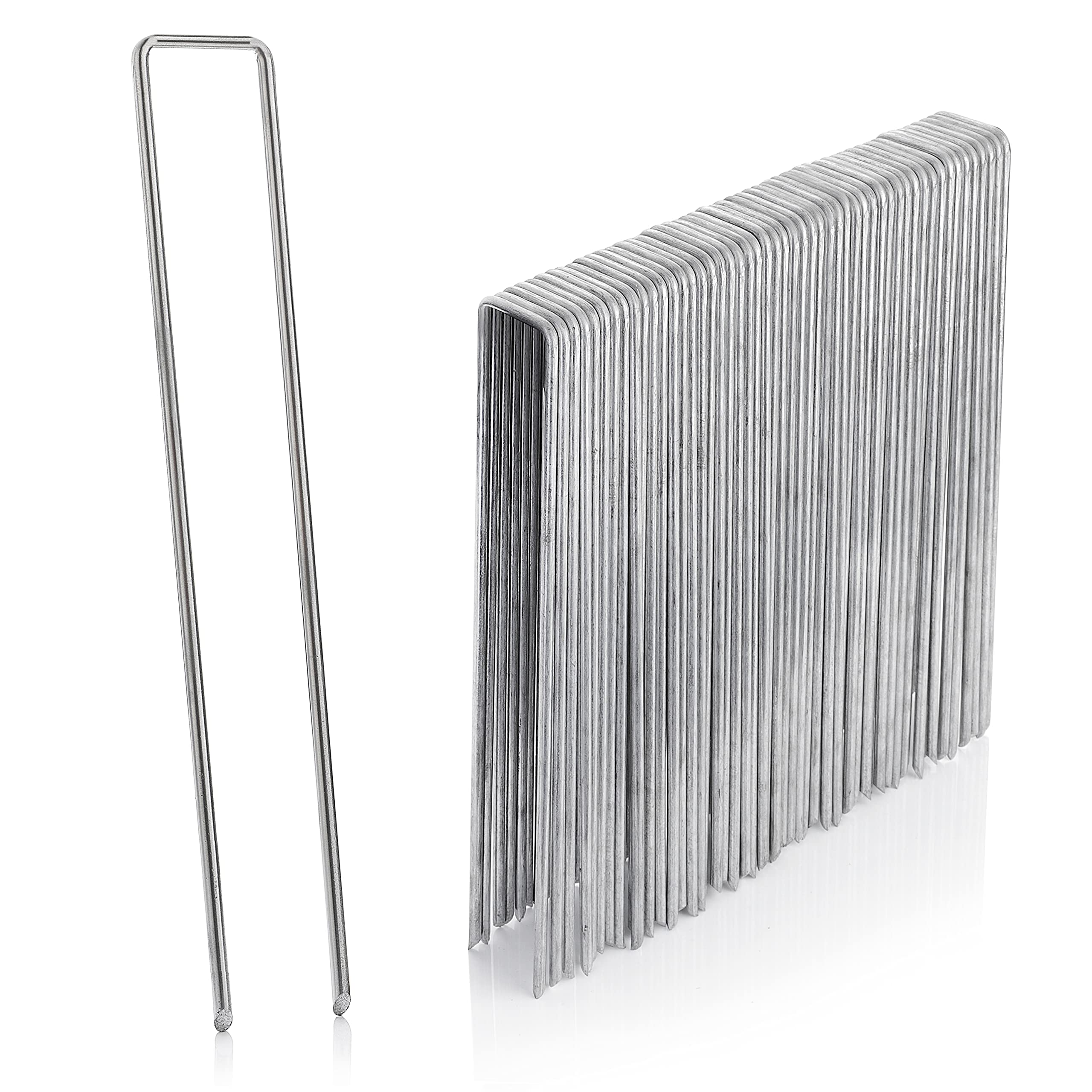 GardenMate Pack of 50 x 250mm multi-purpose steel Garden Securing Pegs - Ideal for hard floors - Made of 4.1mm thick galvanised steel wire