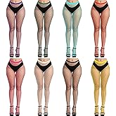 FEPITO 8 Pairs Fishnet Stockings Tights High Waist Stockings Leggings for Women