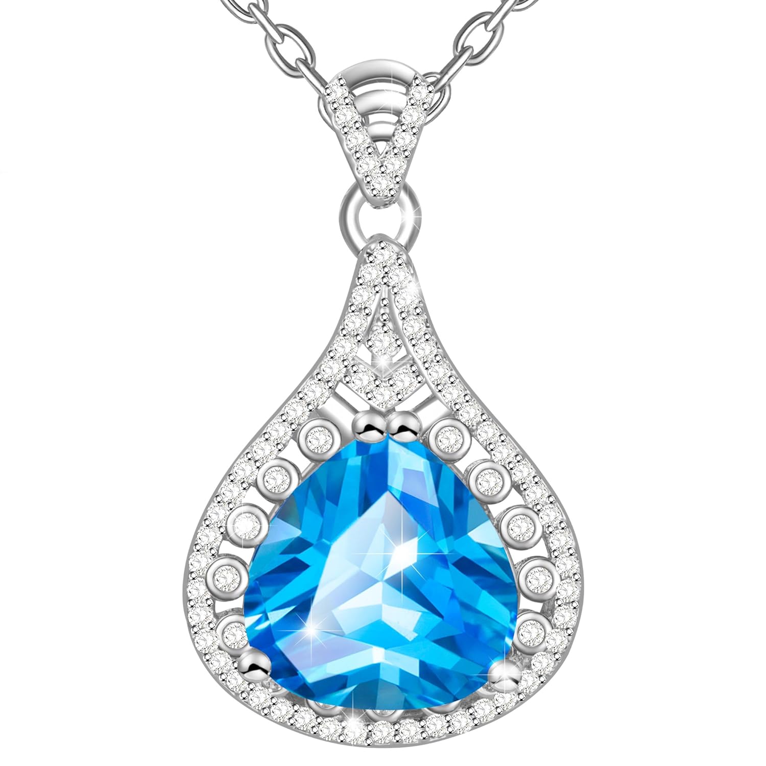 MARENJA Regalo San Valentín Collar Mujer de Moda Colgante Azul con Cadena