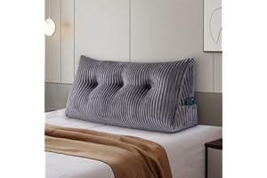 SLIGUY Large Headboard Pillow Headboard Wedge Pillow Bed Rest Reading Pillow Bolster Triangular Pillow for Sitting in Bed-Backrest Positioning Support Long Pillow for Daybed (Twin: 39x8x20 Inches,Grey)