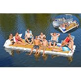 Island Hopper Patio Dock 15ft Inflatable Dock &ndash; Durable PVC, 2000+ lb Capacity &ndash; Lake Floats with Non-Slip EVA Foam for Safe Use &ndash; Inflatable Floating Dock for Lake Includes Electric Pump &amp; Ladder