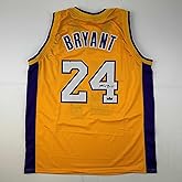 Facsimile Autographed Kobe Bryant #24 Los Angeles LA Yellow Reprint Laser Auto Basketball Jersey Size Men's XL