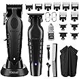 KEMEI Hair Clippers and Trimmers Set Professional, Barber Clipper for Hair Cutting, Rechargeable Electric Trimmers for Men, T-Blade Grooming Kit with 11 Guide Combs for Family