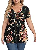 TIANZHU Women'S Plus Size Dressy Black Tops Wrap